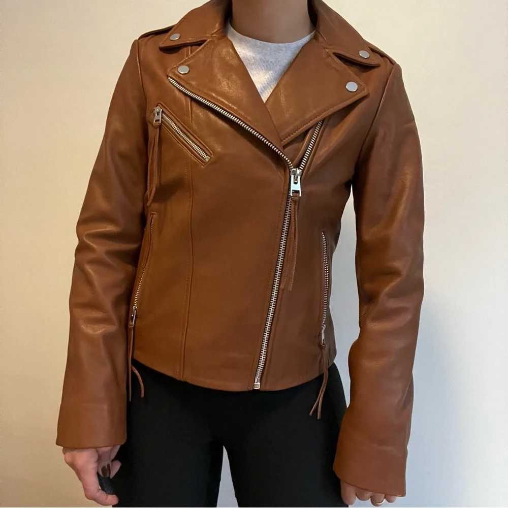 Mango Real Leather Jacket - Picture 2 of 8